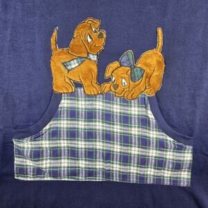 Vintage 90s Yikes Oversized Loungewear Nightgown Sweatshirt Puppies Pocket